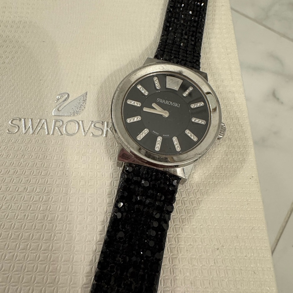 Swarovski black crystal watch